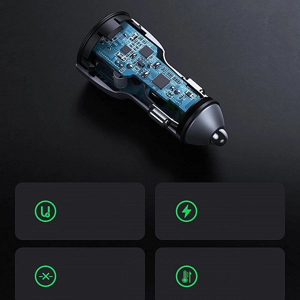Ugreen szybka ładowarka samochodowa 2x USB 36W Quick Charge SCP FCP AF
