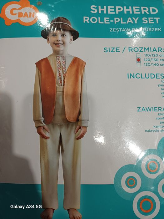 Strój Pastuszek przebranie jaselķa Święta 120-130 Godan