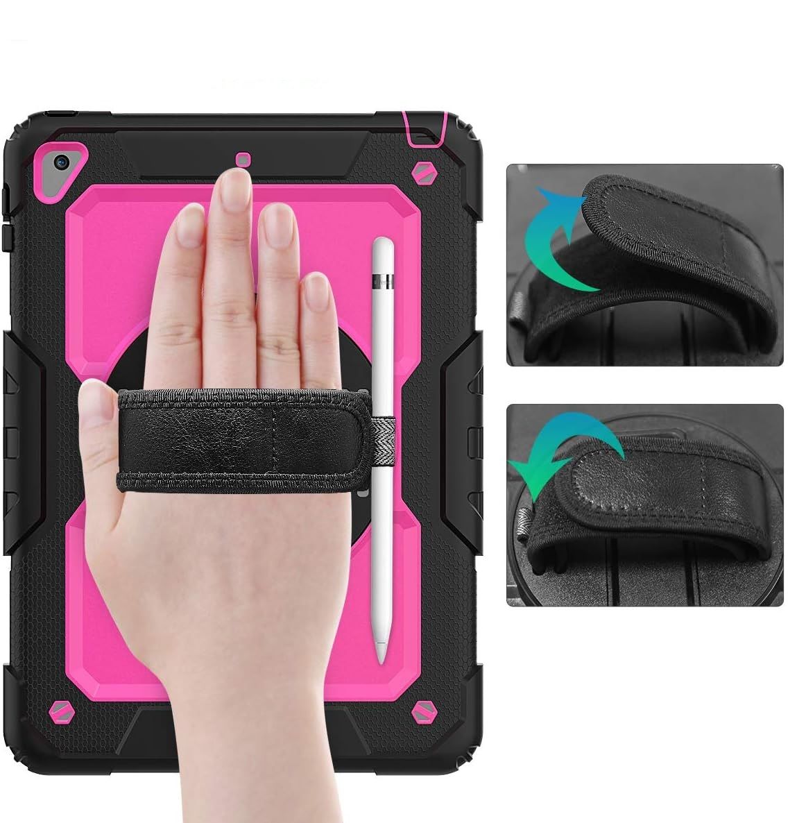 Etui do iPad 9,7” 2018/2019 z Podstawką i Paskiem na Ramię Różowe