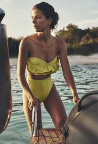 Limonkowy strój kąpielowy dwuczęściowy Zara S