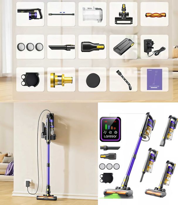 Mocny Odkurzacz Pionowy 550W 550KPA Laresar X11 + Filtry HEPA Zestaw