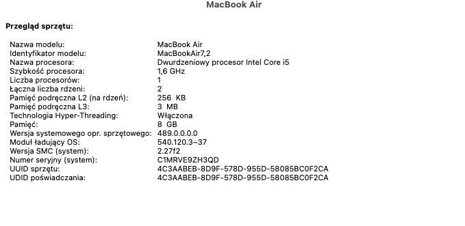 MacBook Air 13” (Early 2015) | i5 | 8GB RAM | 128GB SSD | Okazja!