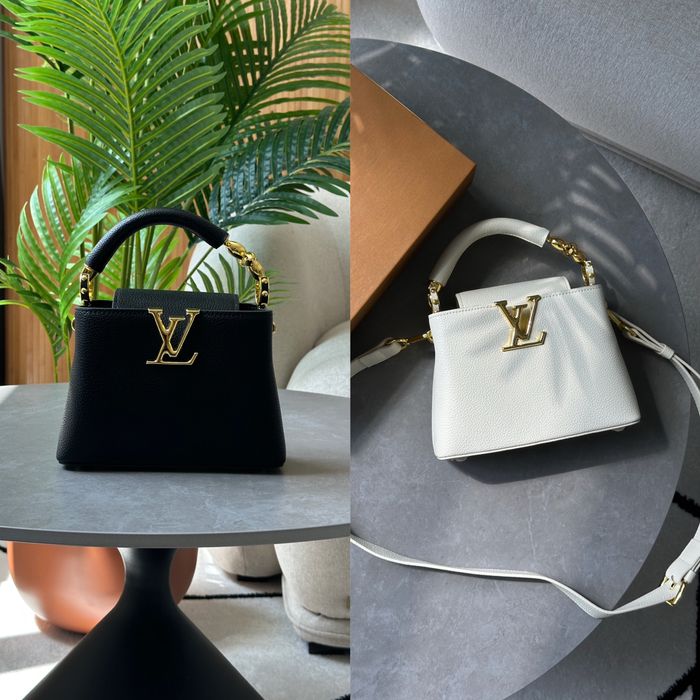 Сумка LV Louis Vuitton Capucines Mini чорна, біла