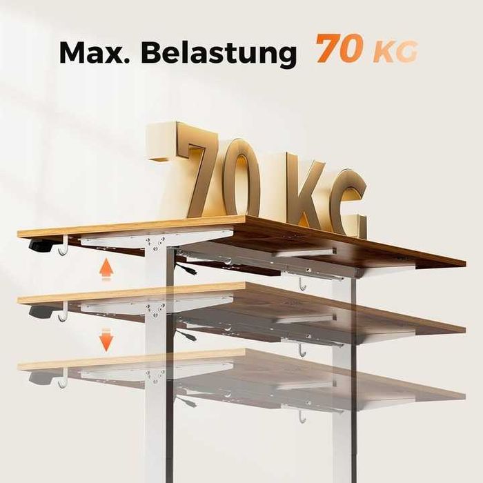 Biurko Komputerowe Elektryczne Agilestic 140 x 80 x 72 cm biały, brąz