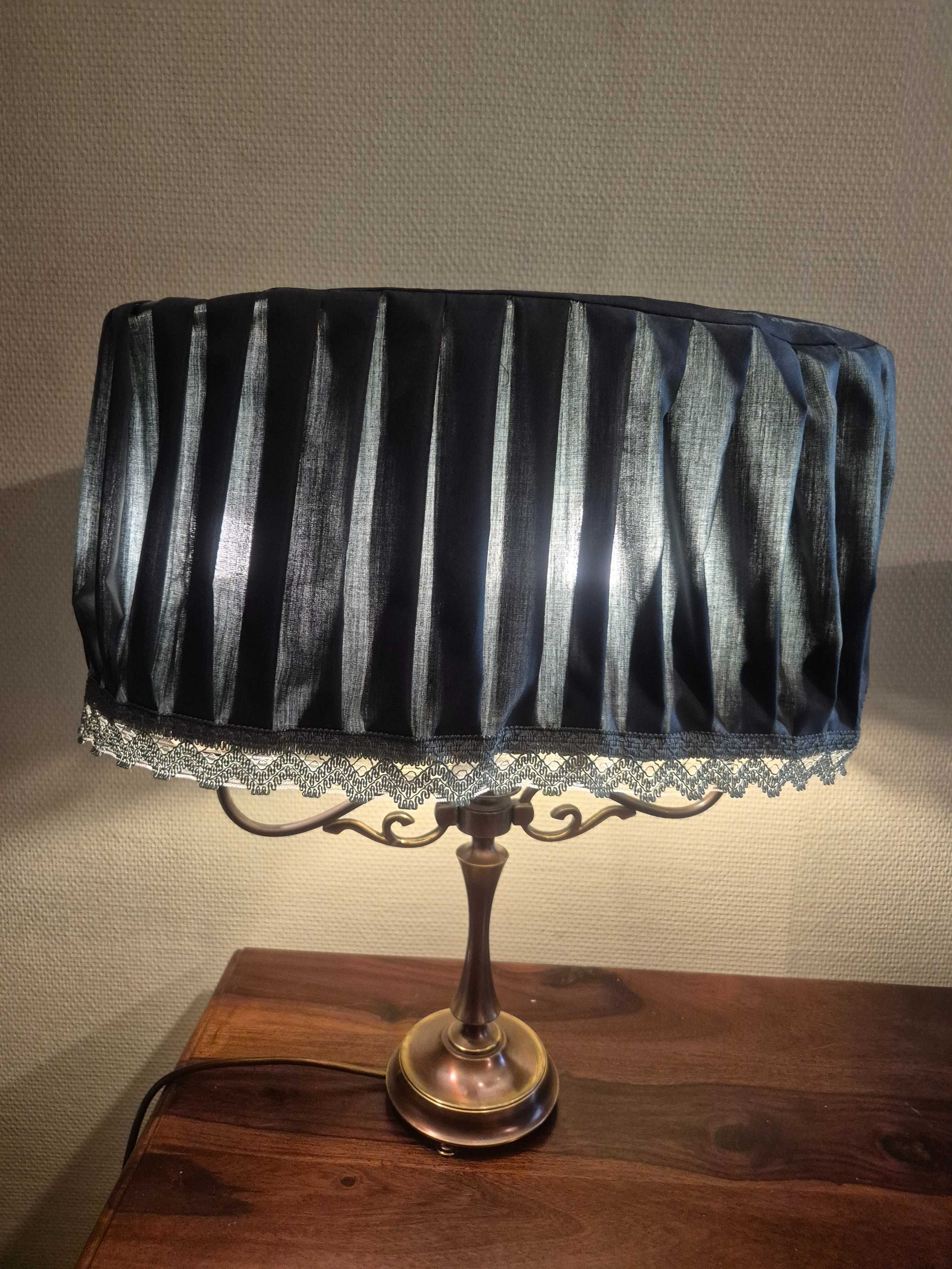 Lampa stołowa mosiądz + ciemna zieleń