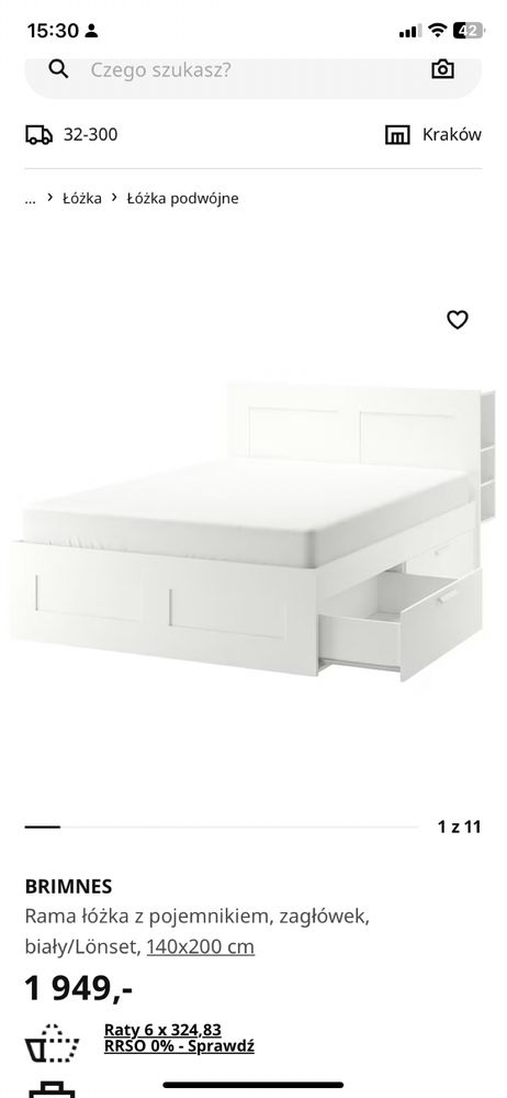 Łóżko BRIMNES ikea bez stelarza!!