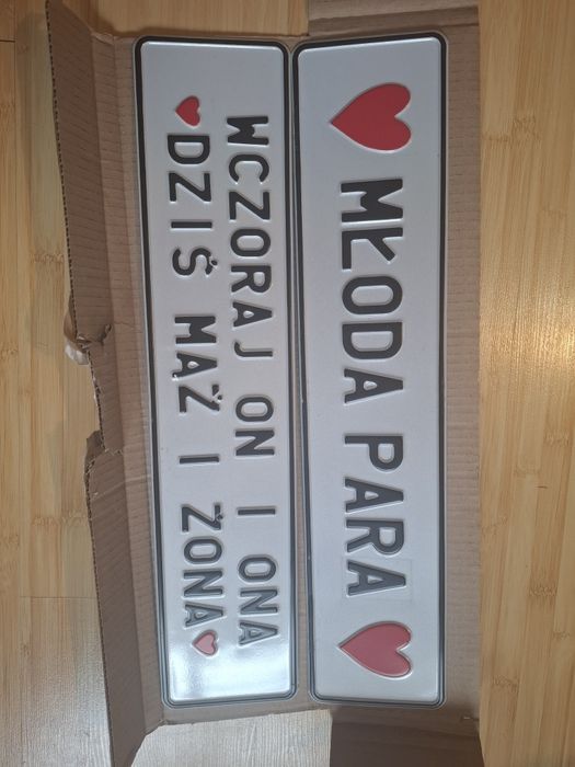 Aluminiowe tablice rejestracyjne ślubne