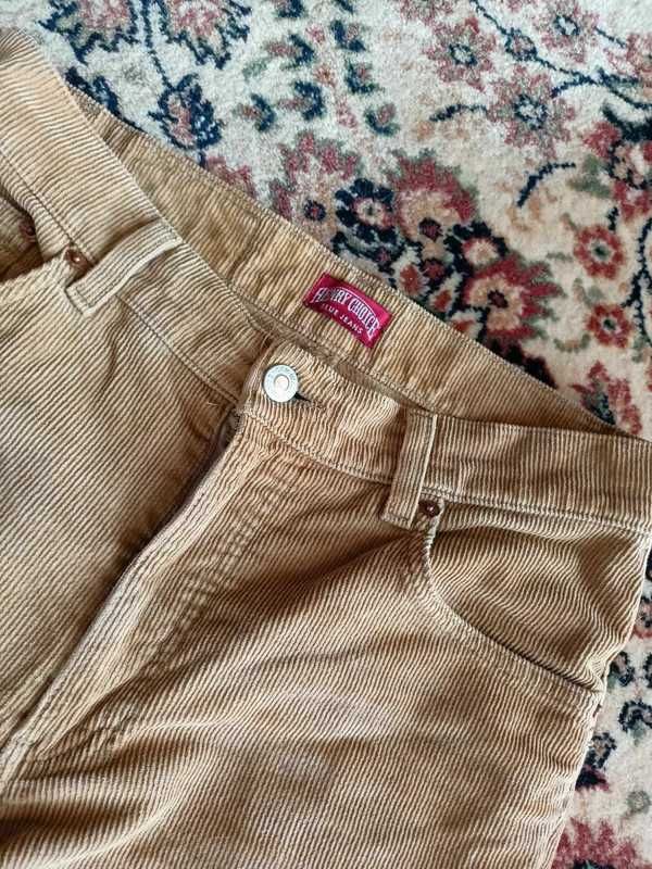 sztruksowe spodnie na wysokim stanie sztruks musztardowe vintage y2k