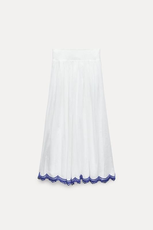 Спідниця міді  ZARA з вишивкою