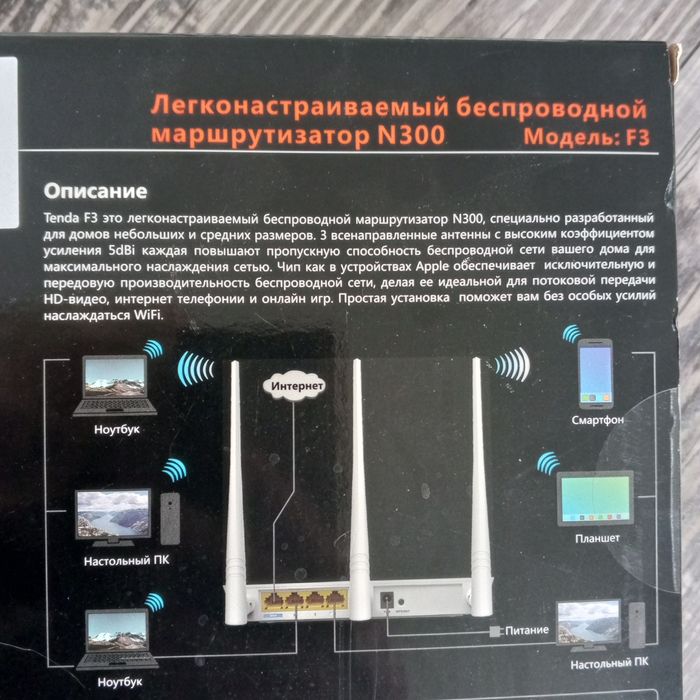 Роутер, маршрутизатор tenda F3, тенда ф3