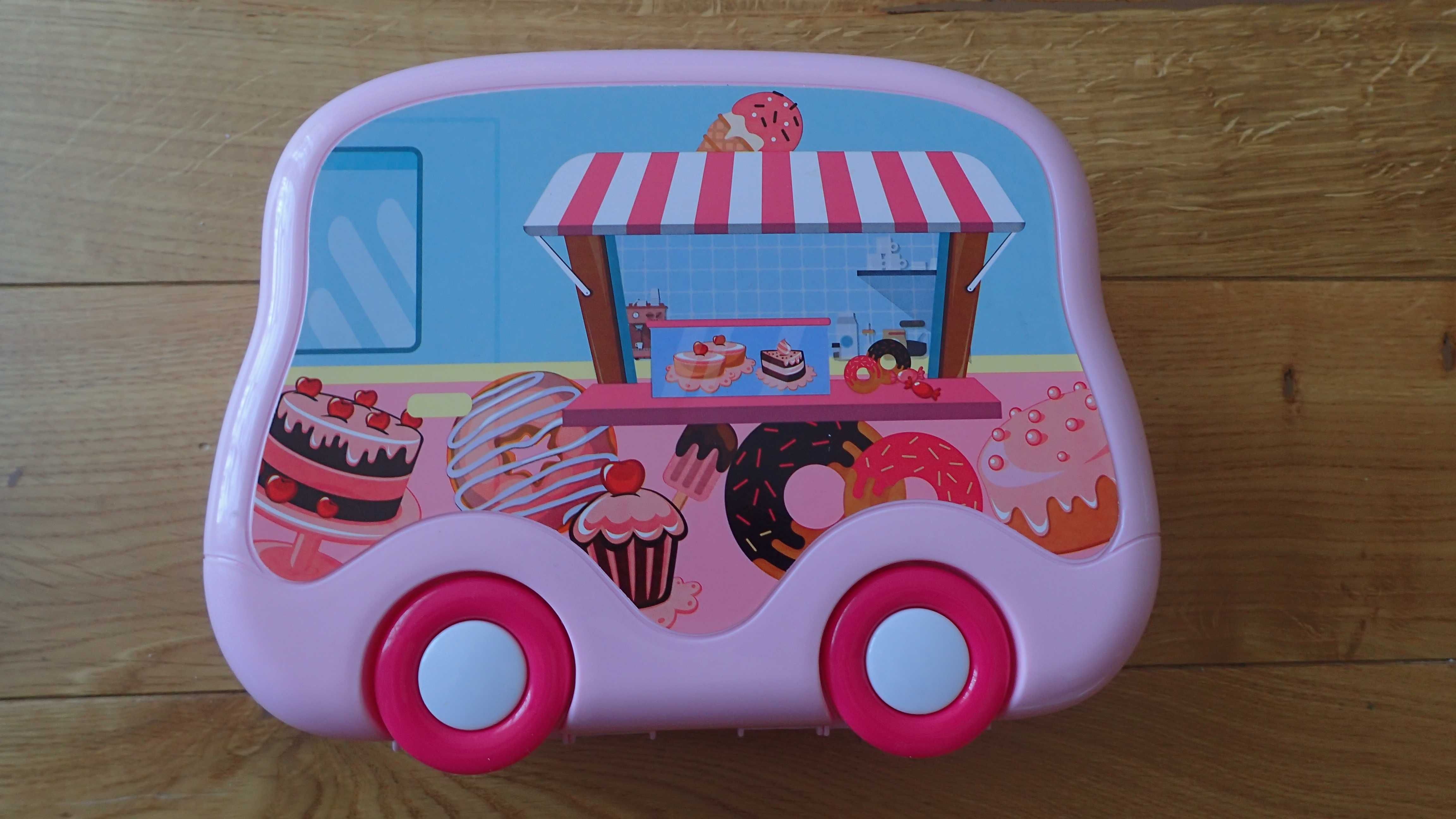 Stragan z ciasteczkami w walizeczce różowej do zabawy dla dzieci