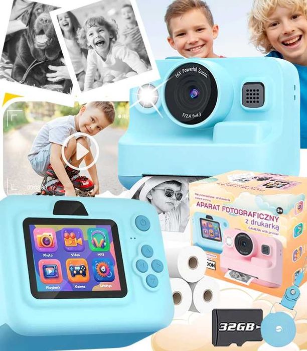 Aparat Fotograficzny Z Drukarka Niebieski Różowy Gry Druk G881/ G882