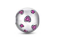 Srebrna Przywieszka Charms Kula Serce Ball Heart Gs038