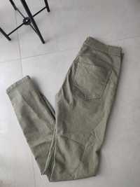 Spodnie Rurki skinny oliwkowe zielone khaki s 36 jak nowe pull&bear