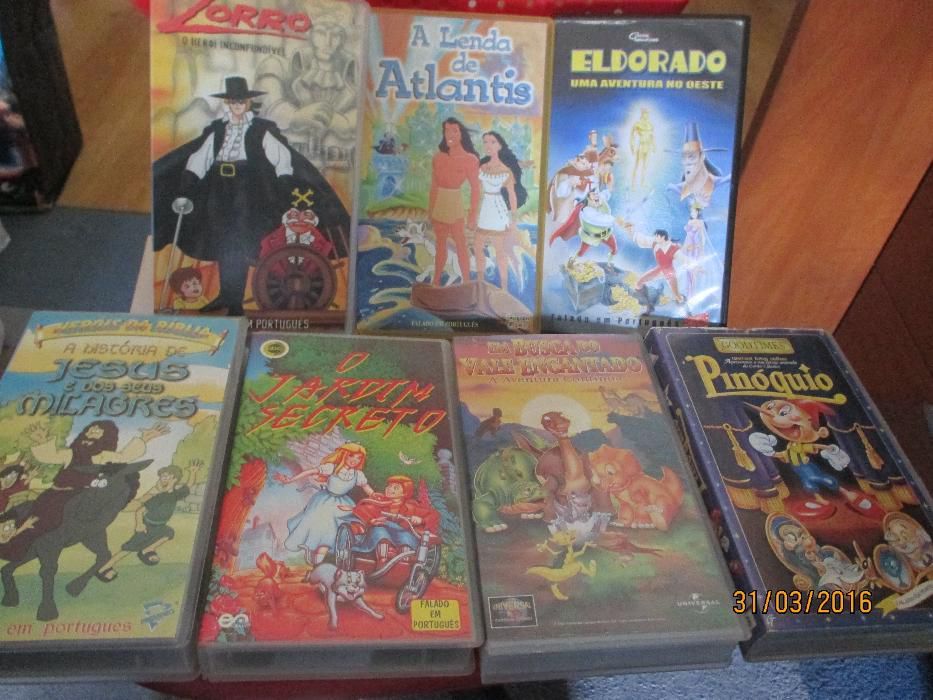 7 cassetes VHS de desenhos animados