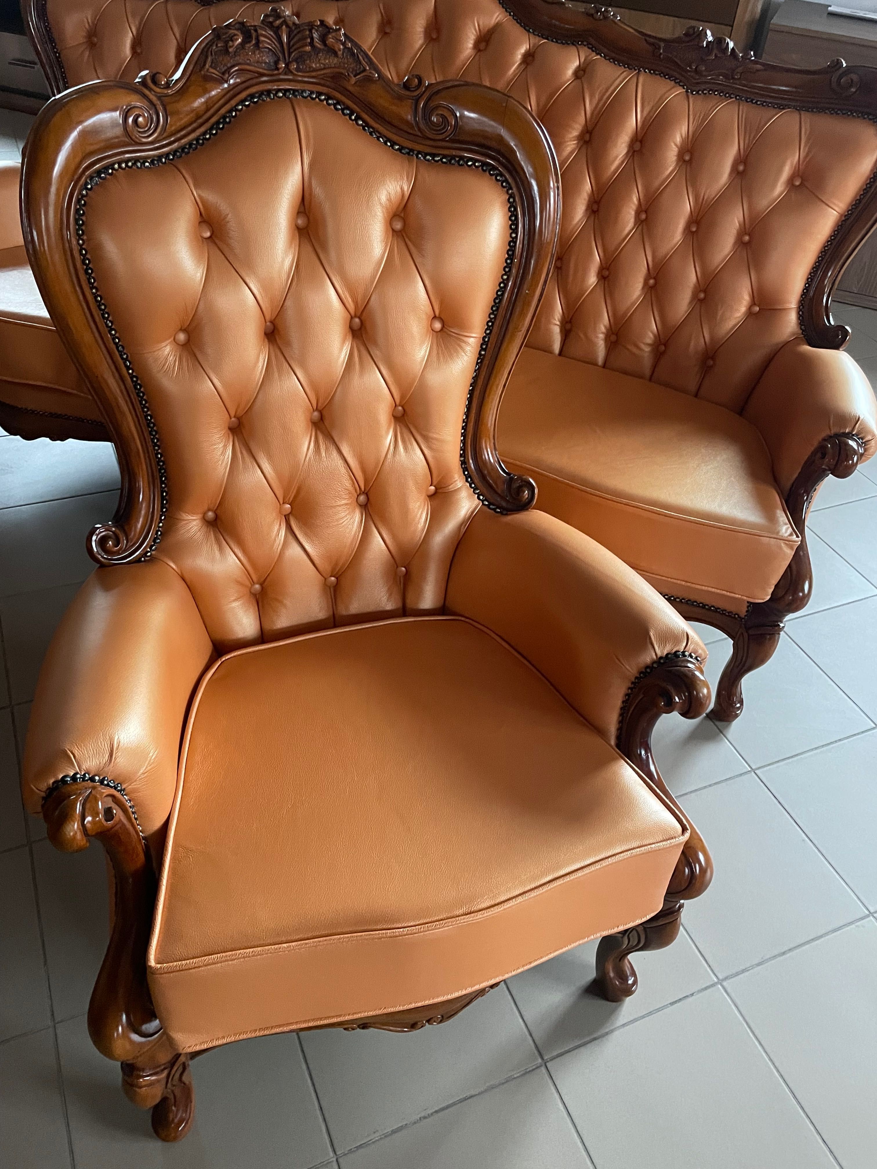 Komplet stylowy sofa plus dwa fotele