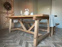 Duży stół dębowy w stylu farmhouse. Lite drewno 100 % Boho, country