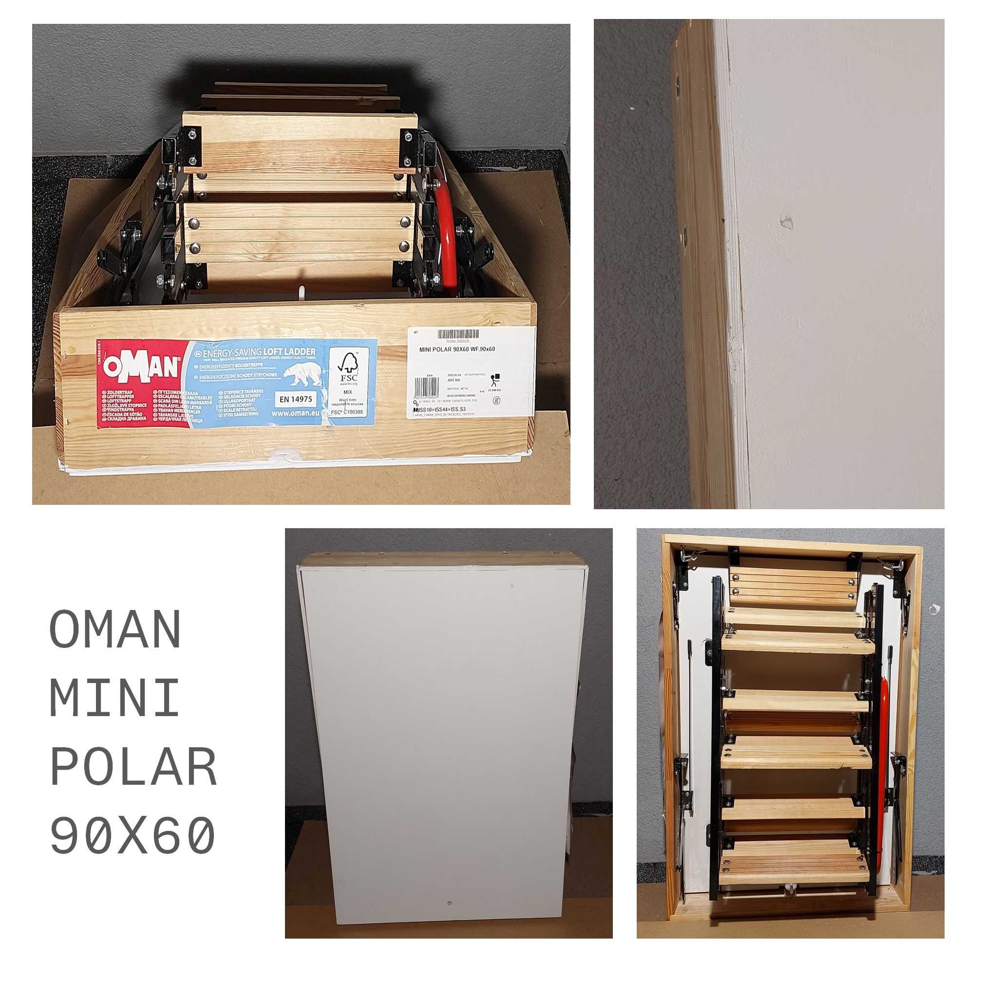 Schody strychowe OMAN Mini Polar 90x60 265H drewniane Pasywne U=0,36