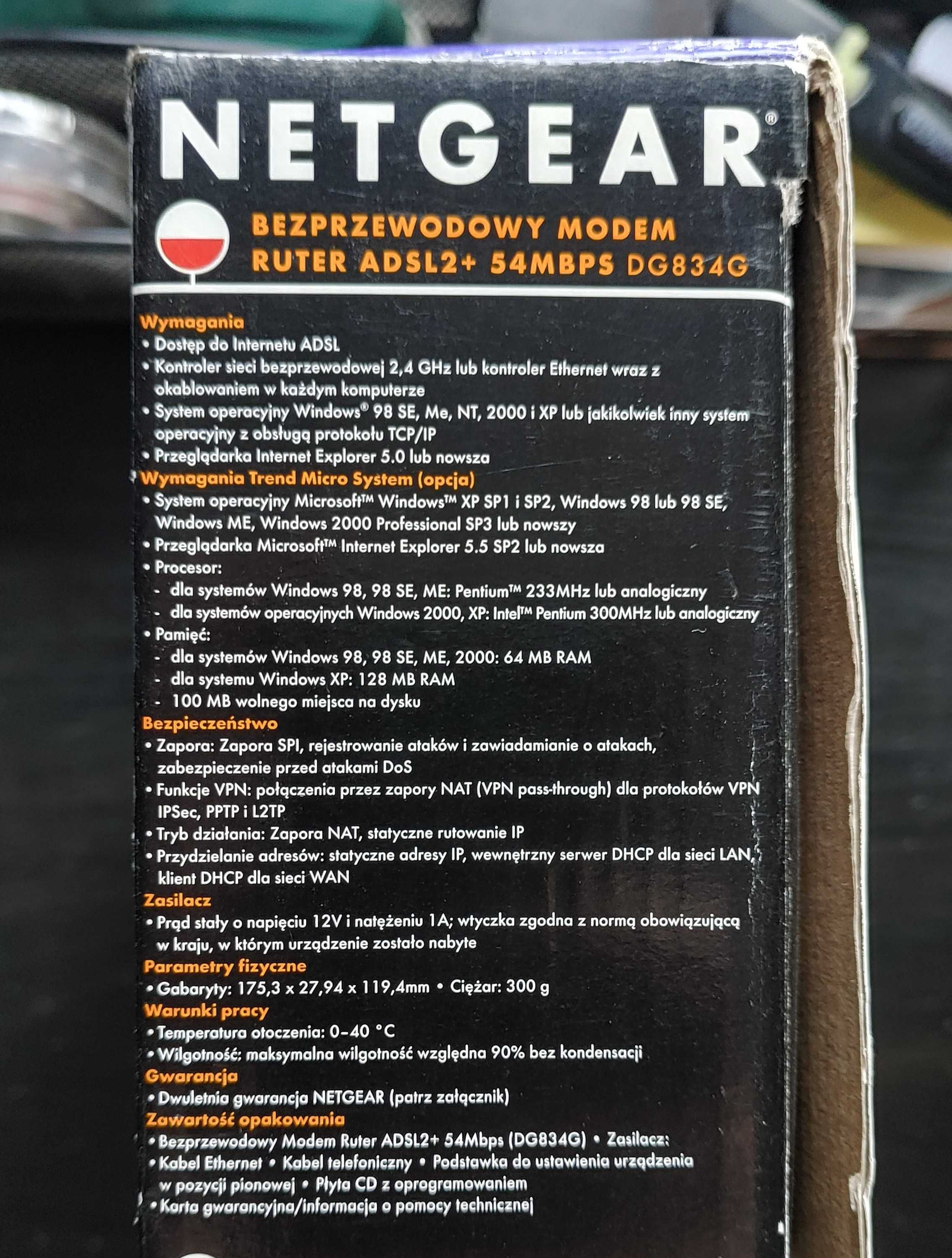 Router Modem ADSL Netgear DG834G v3 Komplet