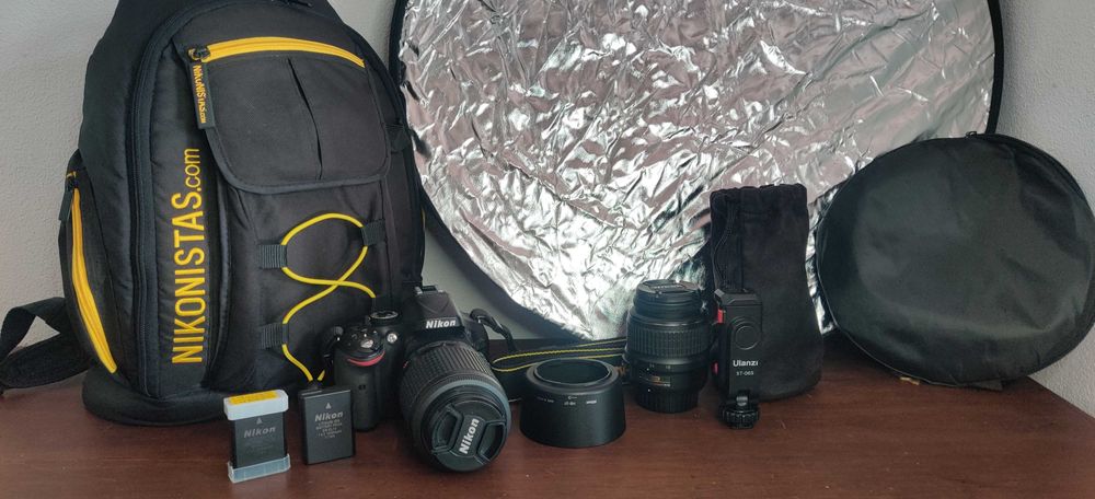 Nikon 5200 +2 Lente + refletor + mochila + suporte para telefone +2 ba