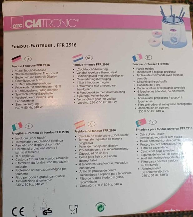 Фритюрниця та фондюшниця Clatronic FFR 291