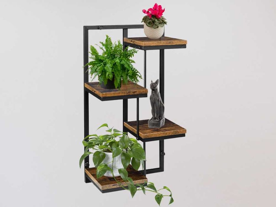 Półka Regał Ścienny Wiszący na Kwiaty Dekoracje 4 Półki Industrialny