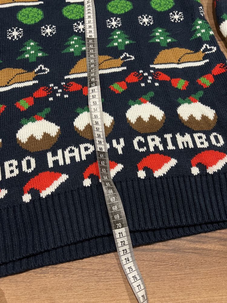 Świąteczny sweter męski M L XL granatowy christmas
