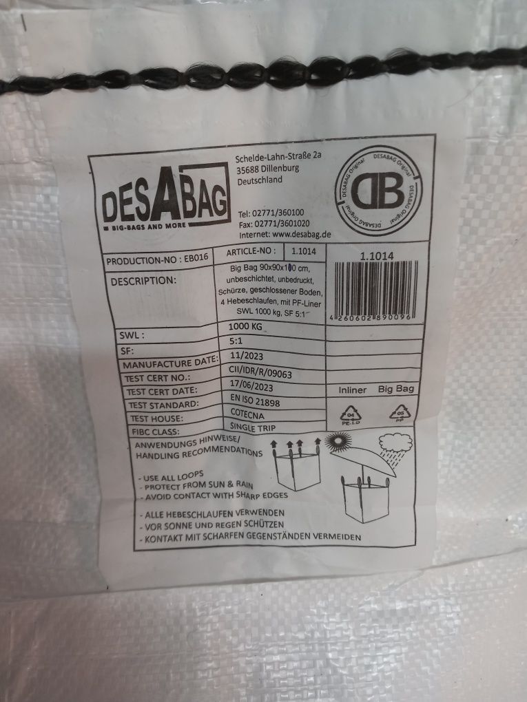 Big bag z uchwytami