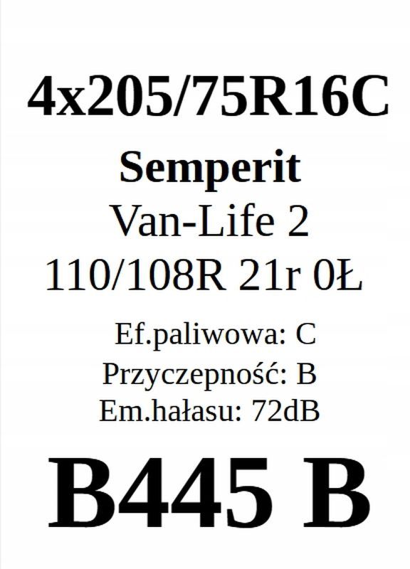 4x 205/75r16c Semperit Van-Life 2/110/108r 21r C/B/72dB 8,8mm Jak Nowe