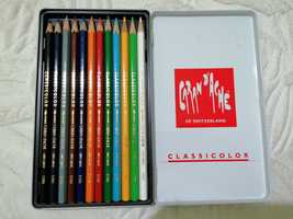 Caixa metálica Caran D´ache com 12 lápis classicolor water-soluble