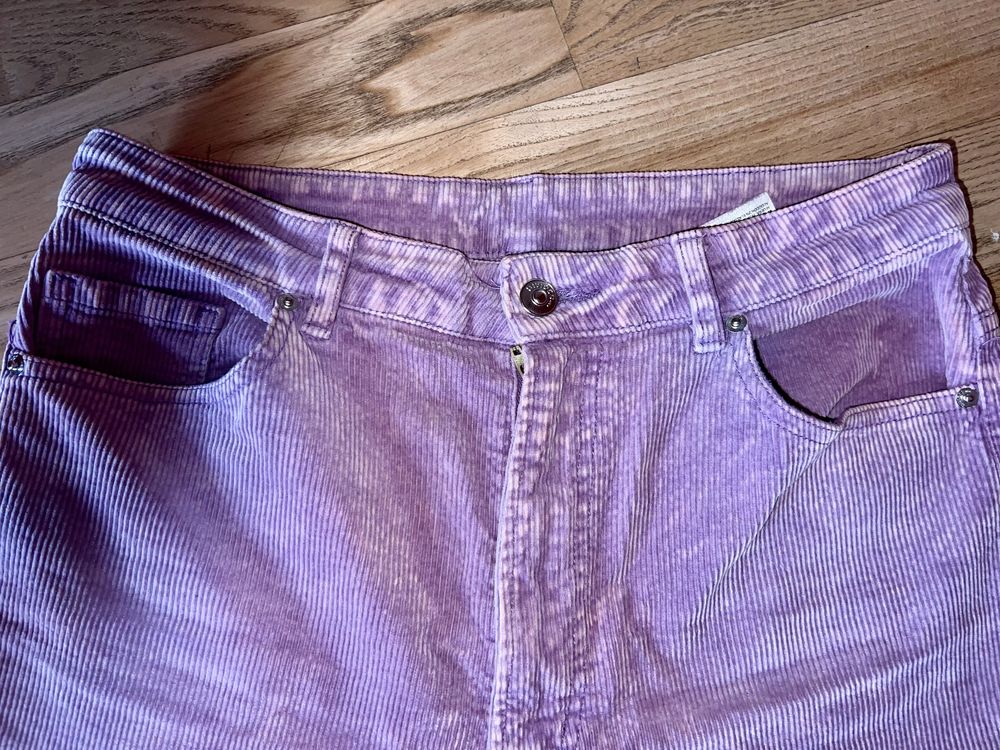 H&M spodnie wide legs sztruks szerokie nogawki fiolet rozmiar 40 super