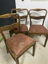 Krzesła art deco komplet 4 sztuk sprężyny