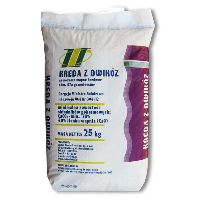 Kreda z dwikóz 25 kg, wapno granulowane, wapno nawozowe