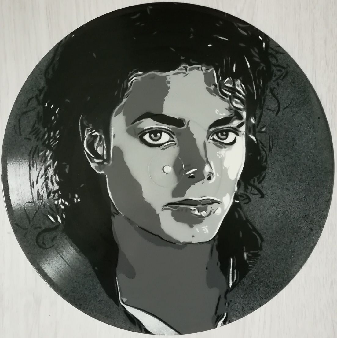 Michael Jackson pintura original em disco de vinil