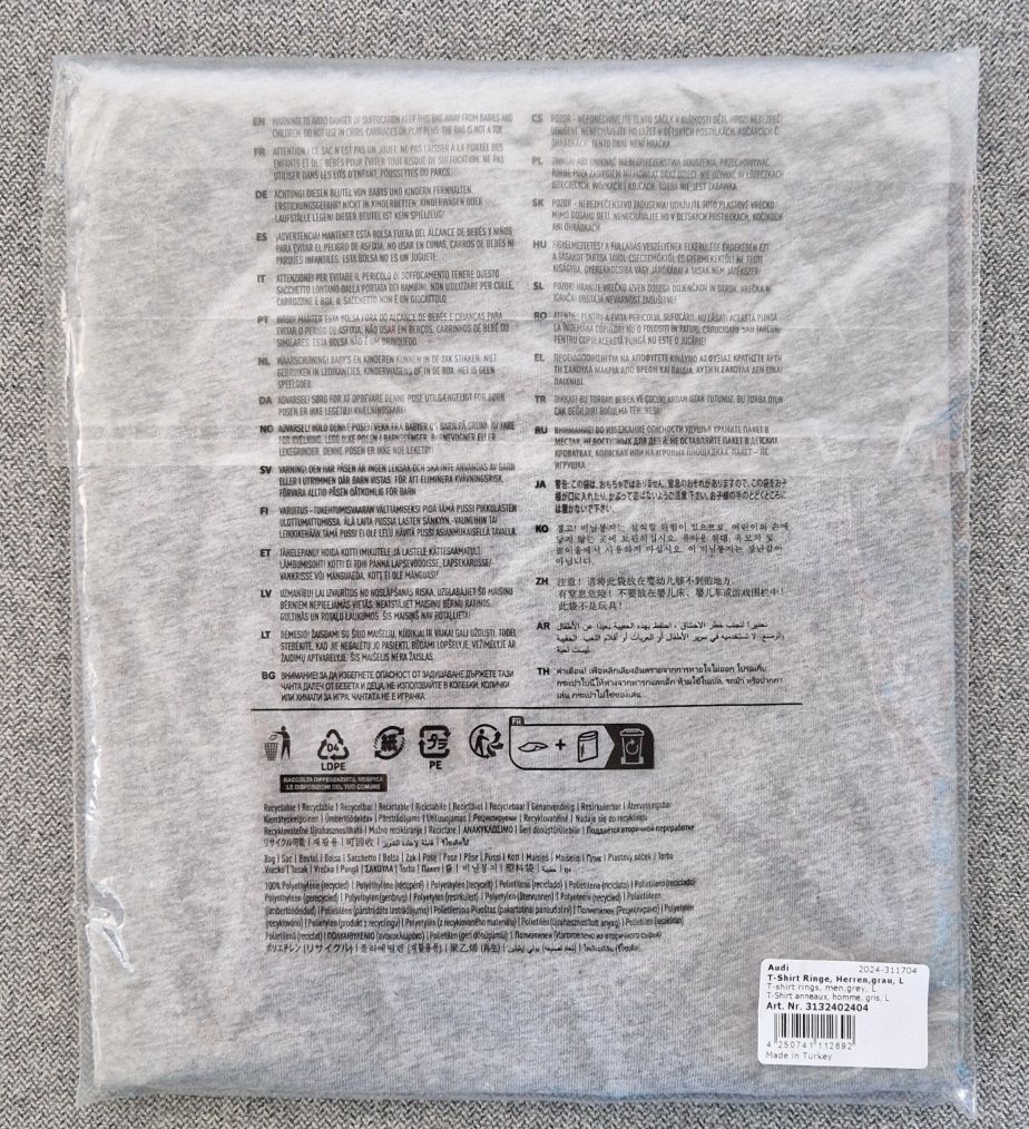 Audi t-shirt 4 ringi szary L