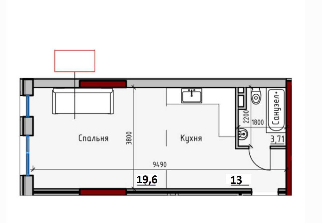 Продажа  1 комн. квартира в новом ЖК Эко Сити на Доме Мебели