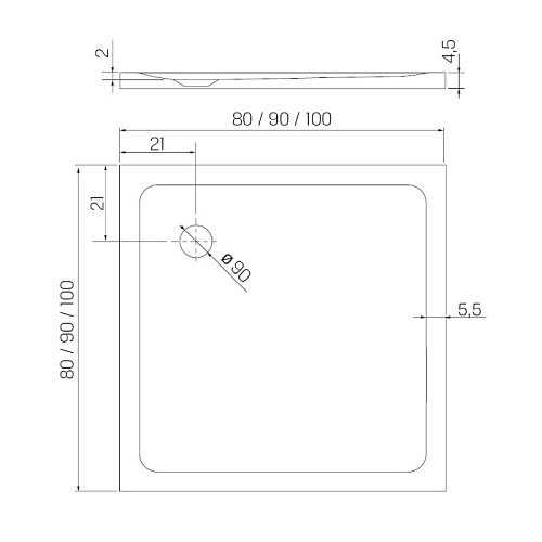 Kabina prysznicowa NEW RENOMA 90x90 lewa z brodzikiem MILD STONE