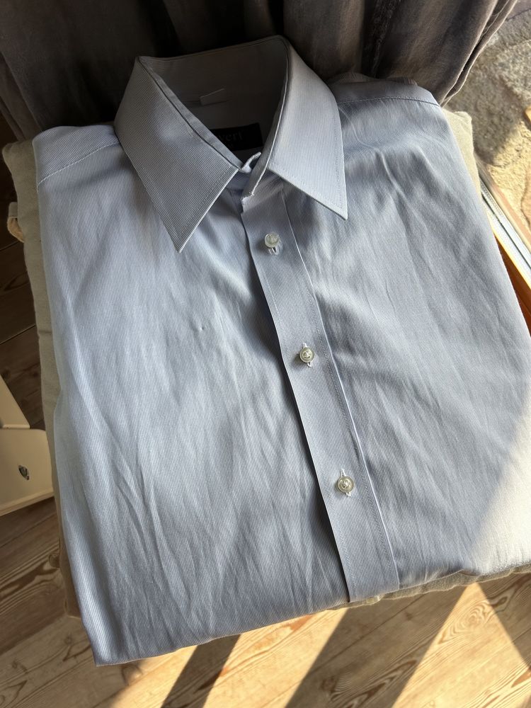 Koszula męska Revert Slim 40 błękitna/szara w paski