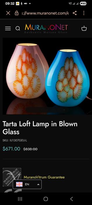 Lampa szkło dmuchane Murano kolekcja Millefiori