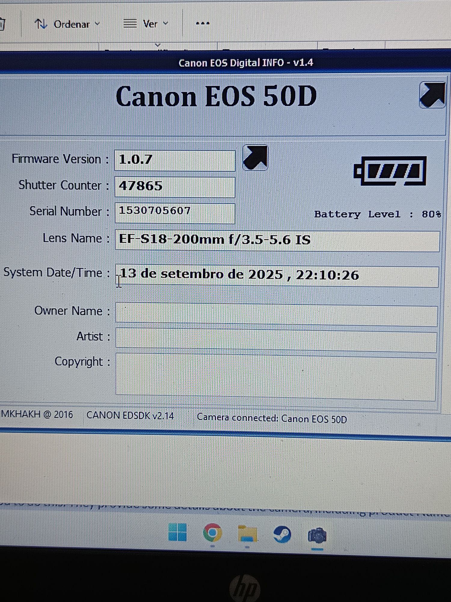 Máquina fotográfica Canon EOS 50D