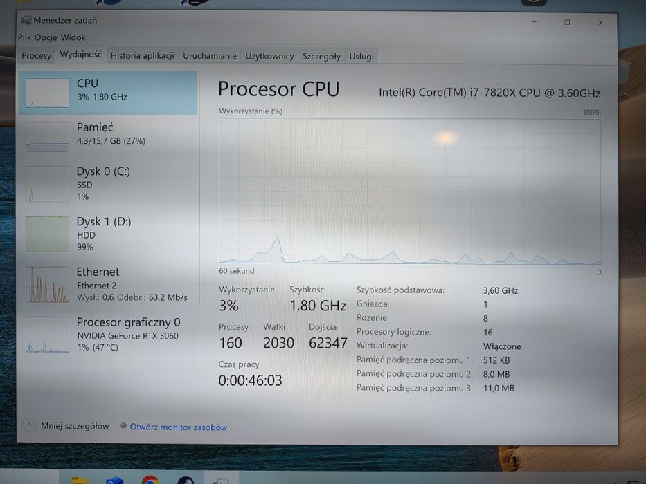 Komputer i7-7820X,AorusX299,RTX3060,4TB