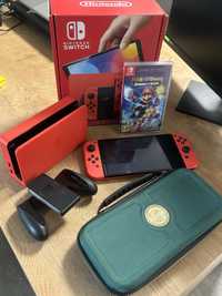 Nintendo Switch Oled Mario Edition/Etui ochronne/Folia na ekran/Gra