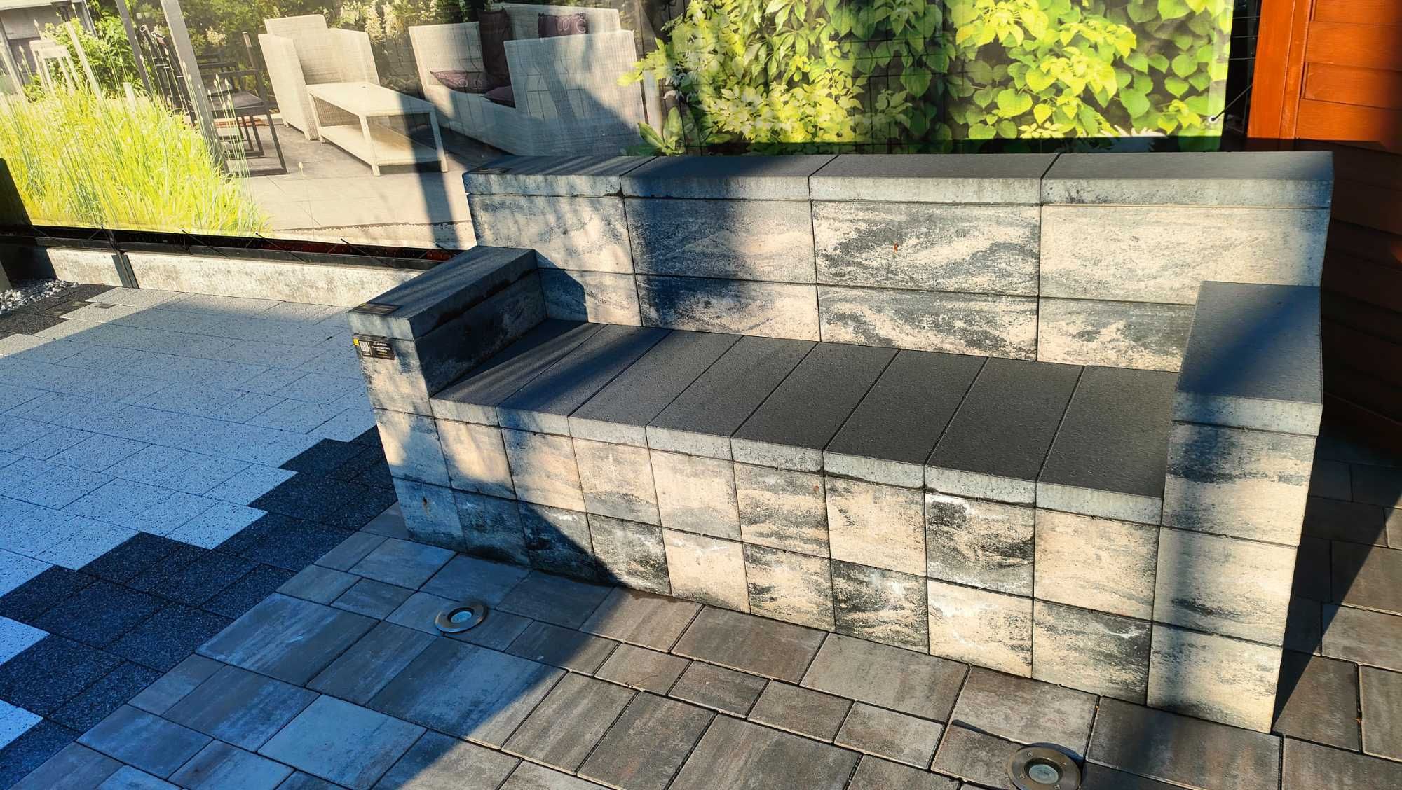 Meble ławka sofa ogrodowa ogrodzenie meble nowoczesne mur płot beton