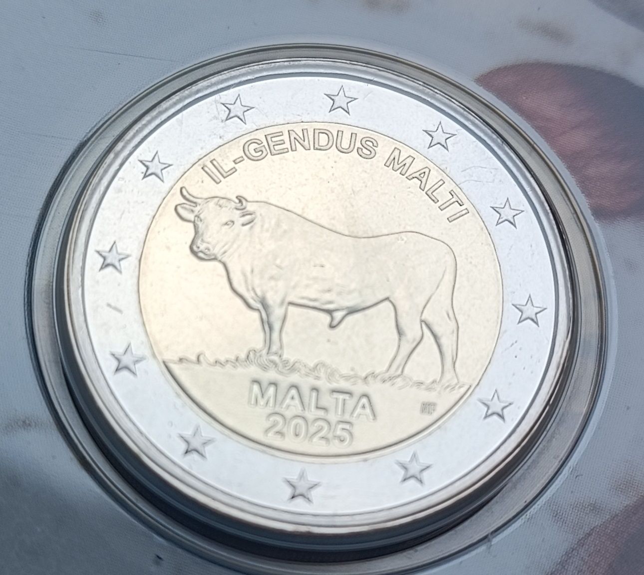 Malta 2025 - Moeda 2€ em ( Coincard ) Touro Maltês e Cidade Mdina