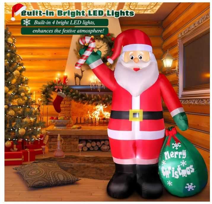 Nadmuchiwany Mikołaj XXL z podświetleniem LED 240cm