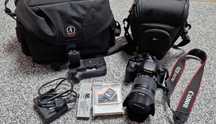 Canon EOS 600D + obiektyw 18-135 + dwie torby + grip + dodatki