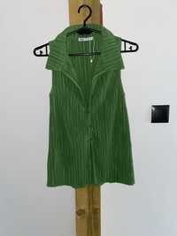 Zielona bluzka z kolnierzem Zara 36