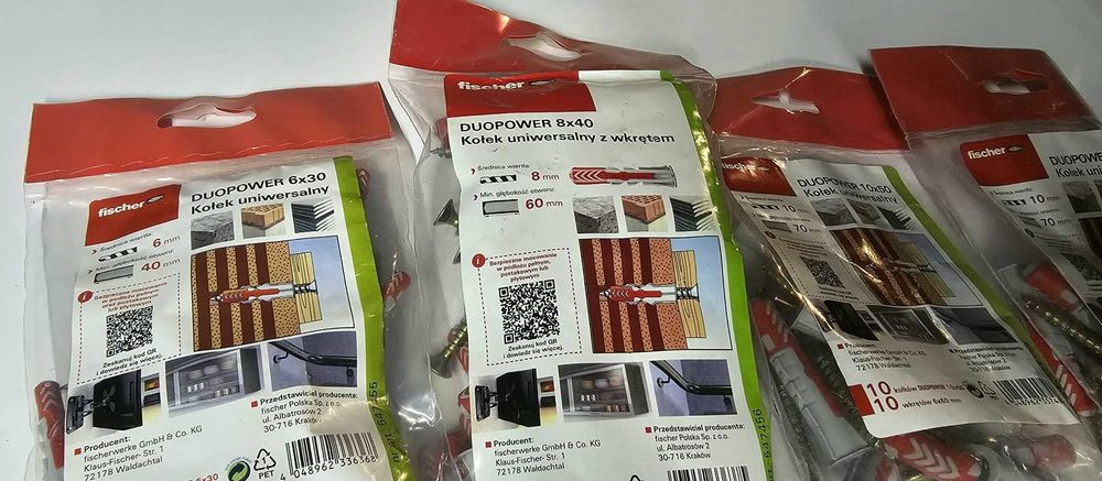 Zestaw Kołek uniwersalny Fischer DUOPOWER 6x30 8x40 10x50