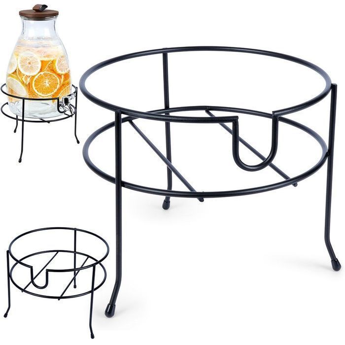 Stojak pod słój z kranikiem metalowy czarny 23 cm
