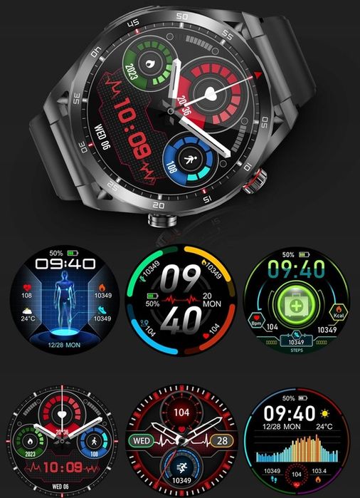 Smartwatch Zegarek Temperatura Ciała Pomiar Cukru Glukoza 3 Paski Hrv